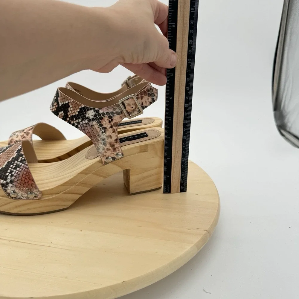 Steve Madden Fabee Snakeskin‎ Y2K Chunky Platform Block Heel Sandals 9M New Wood
